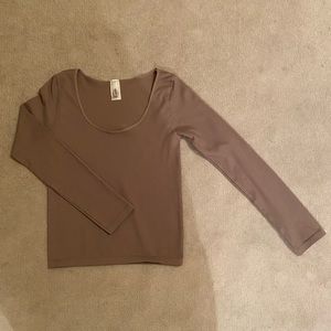 NikiBiki Long Sleeve Ribbed Scoop Neck Top